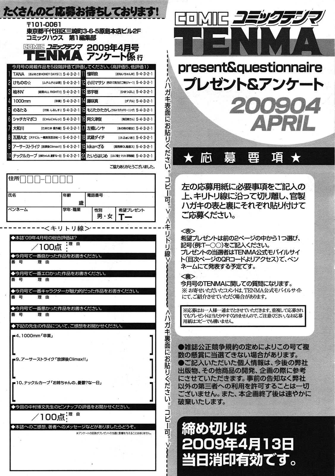 COMIC Tenma 2009-04 Vol. 131 COMIC天魔 コミックテンマ 2009年4月号 VOL.131
